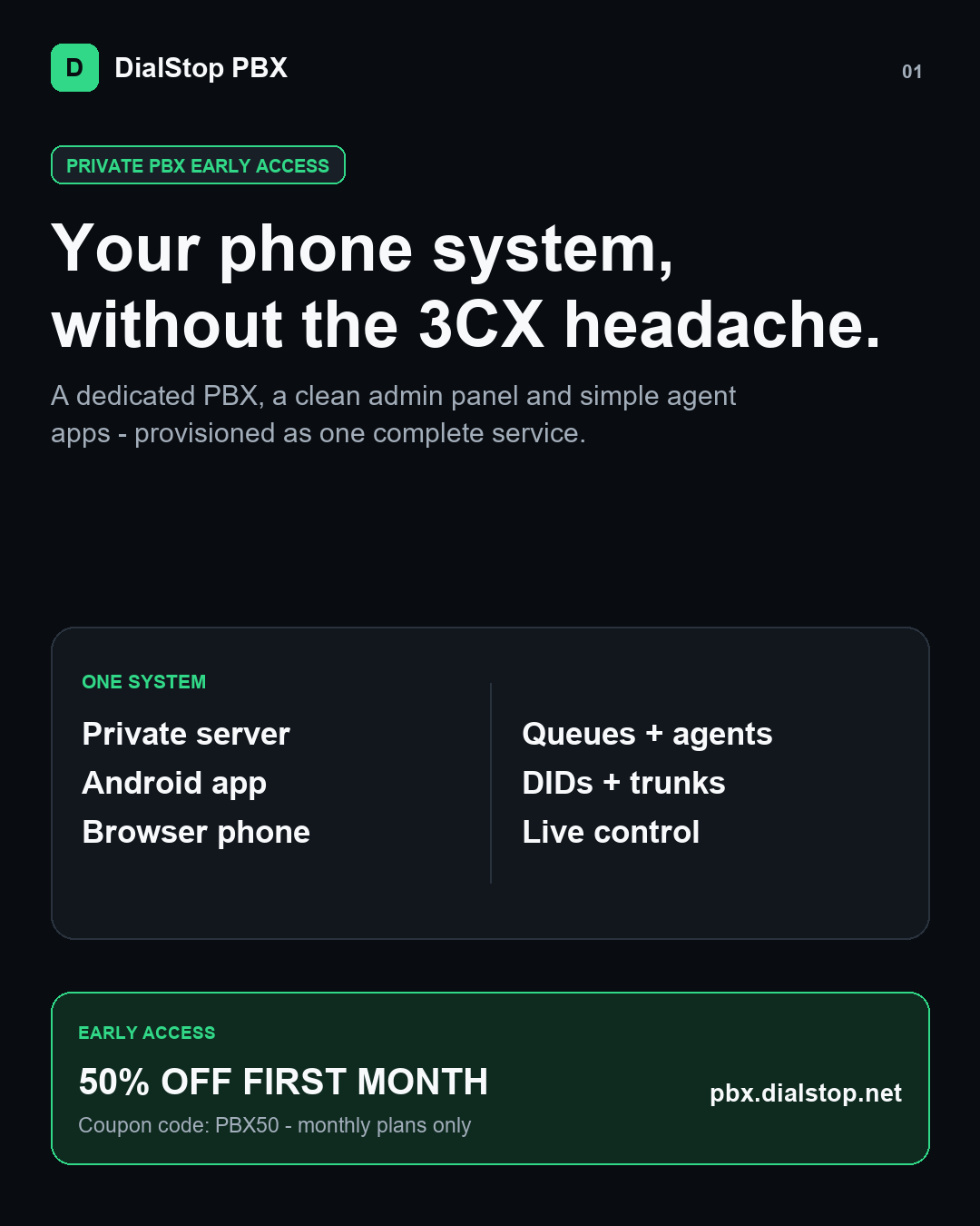 DialStop PBX overview