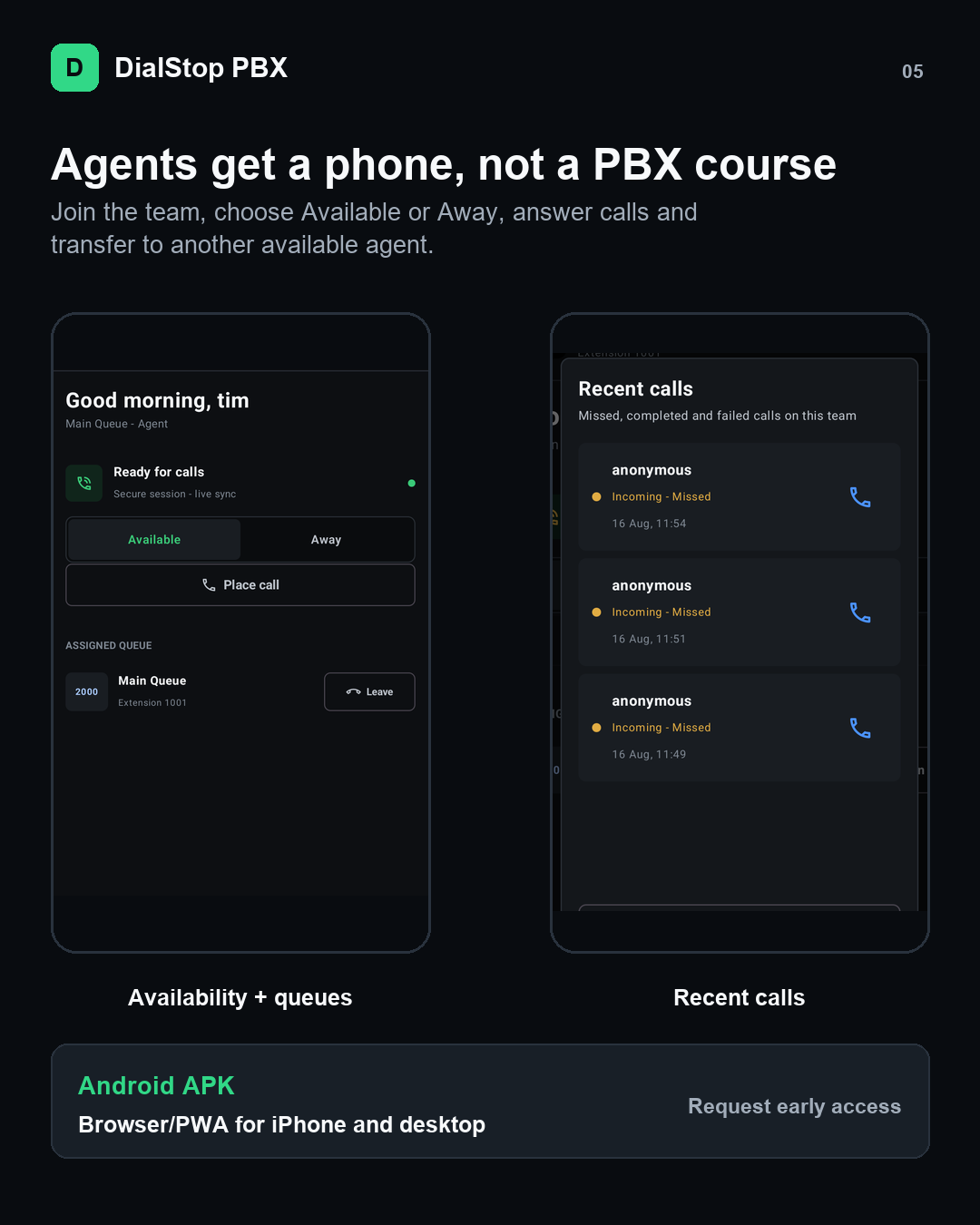 Android and browser agent experience